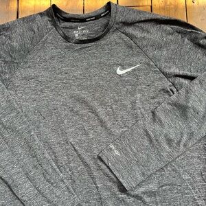 Nike Swim Men’s Large Grey Shirt Activewear Dri Fit Swoosh UPF40+ Heather Gym